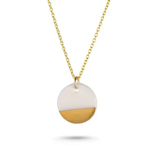 1 & 8 Porcelain Disc Gold Dipped Necklace