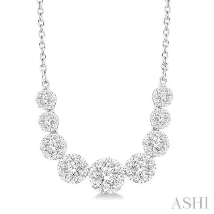 1 Ctw Round Cut Lovebright Diamond Necklace in 14K White Gold