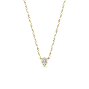 1.03 ctw Mine Cut Pear Diamond Rolo Chain Necklace