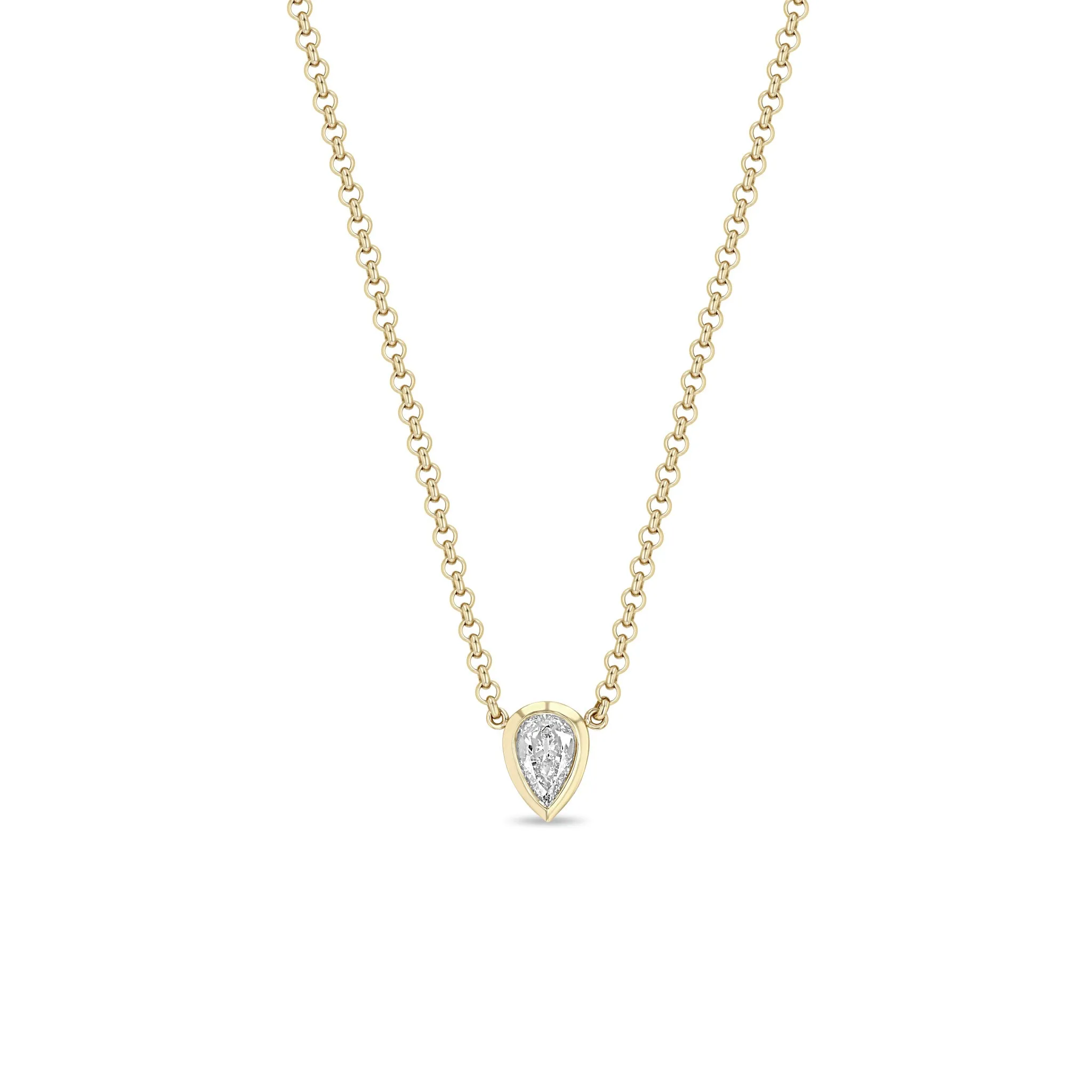 1.03 ctw Mine Cut Pear Diamond Rolo Chain Necklace