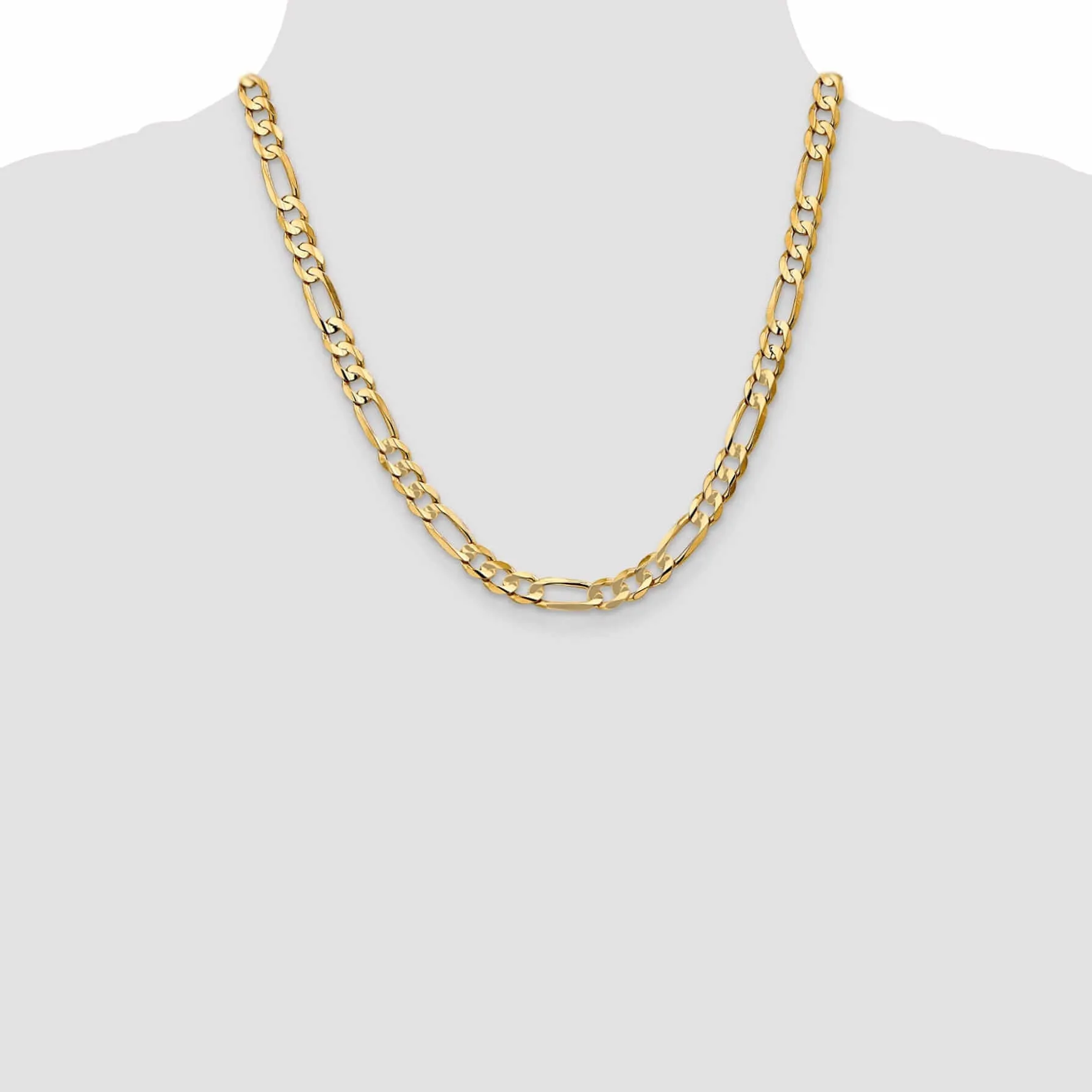 10k Yellow Gold 6.75mm Concave Figaro Chain