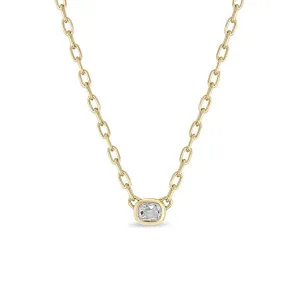 1.15 ctw Mine Cut Cushion Diamond Square Oval Chain Necklace