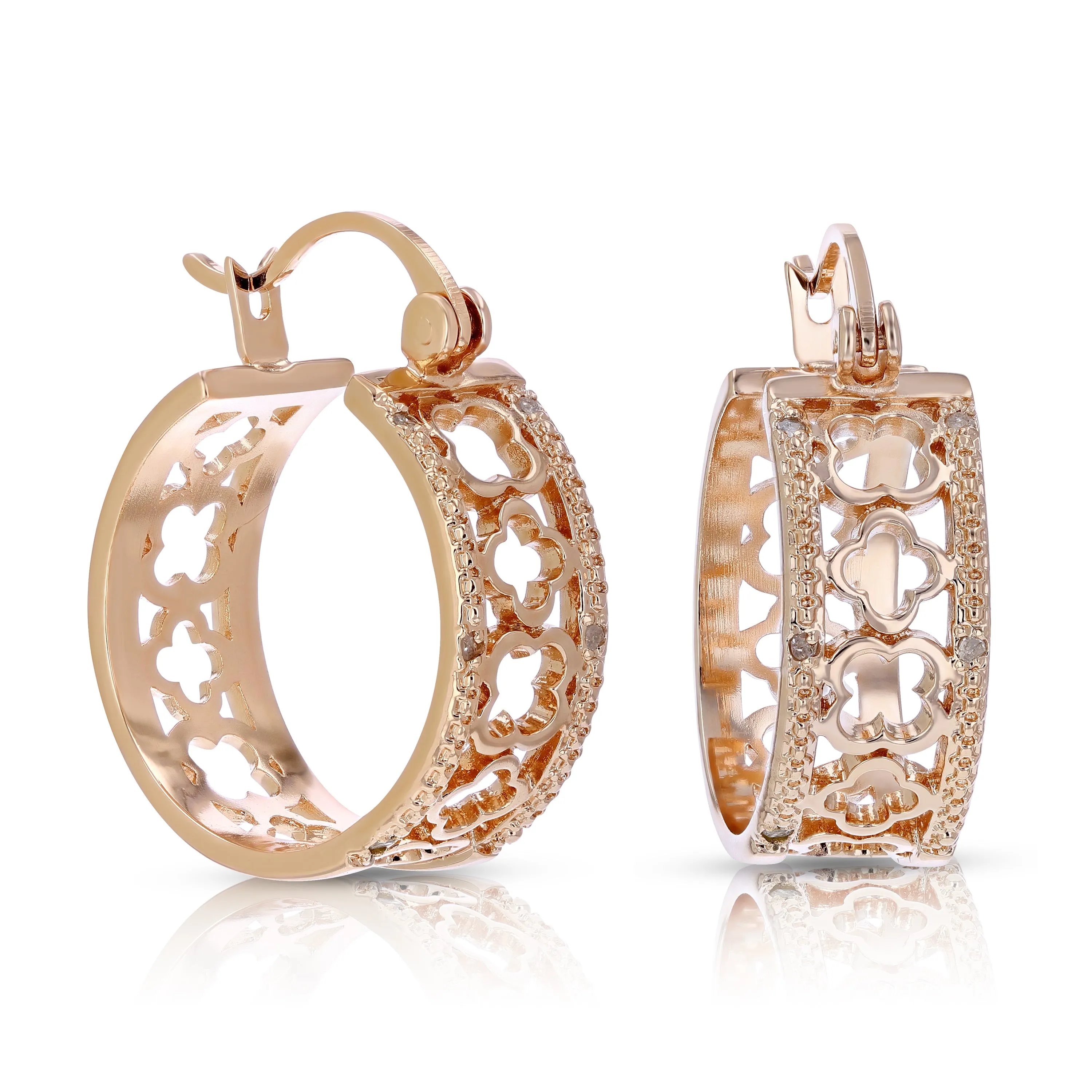 1/20 cttw Diamond Fashion Hoop Earrings in Brass