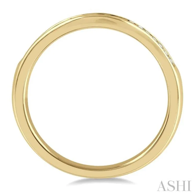 1/3 Ctw Round Cut Diamond Inlay Wedding Band in 14K Yellow Gold