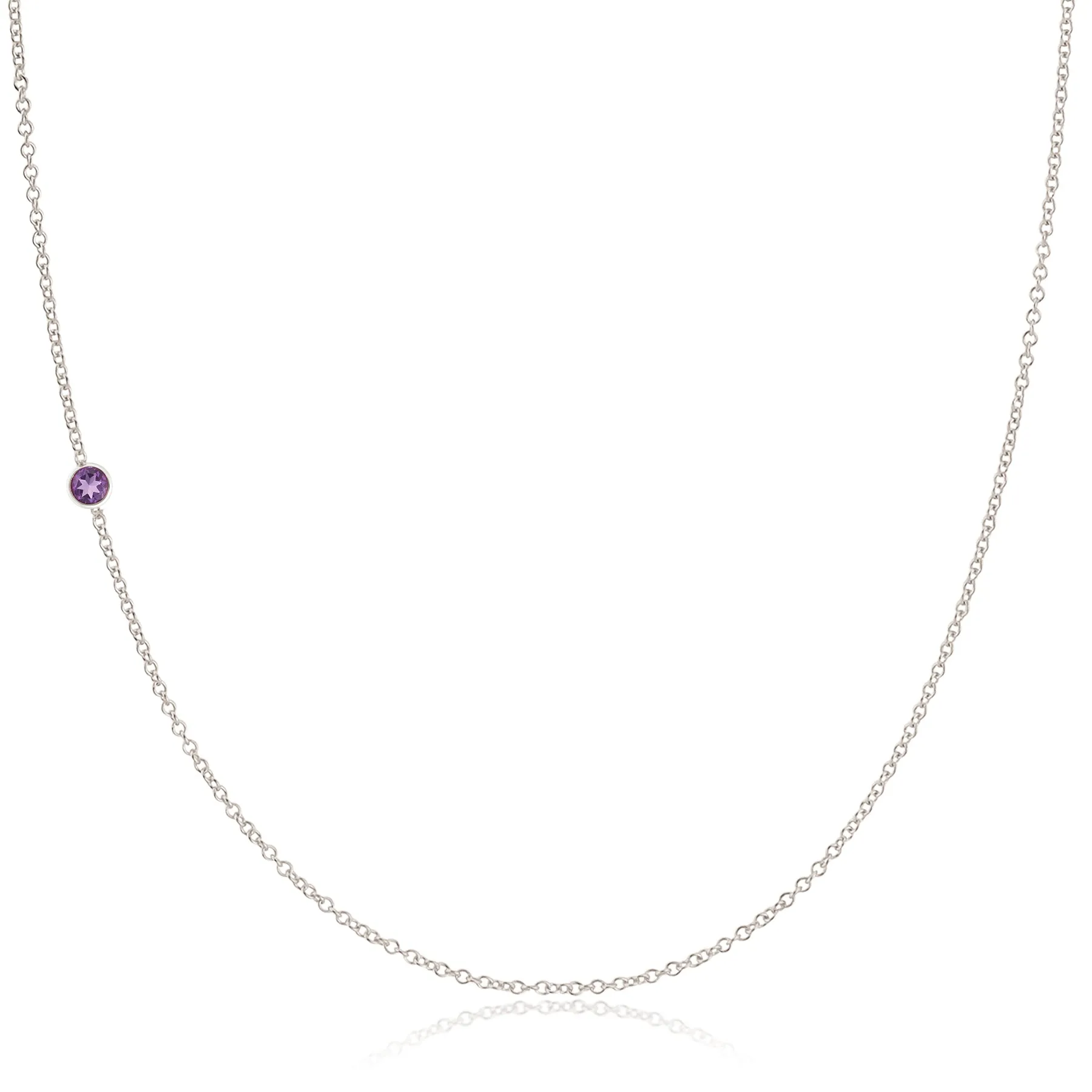 14K Gold Asymmetrical Birthstone Necklace - Amethyst (February)