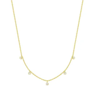 14k Gold Multi Station Clear CZ Women's Necklace