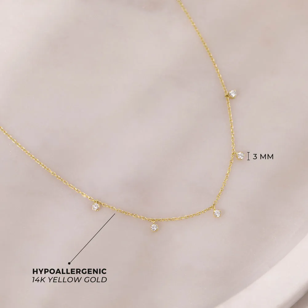 14k Gold Multi Station Clear CZ Women's Necklace