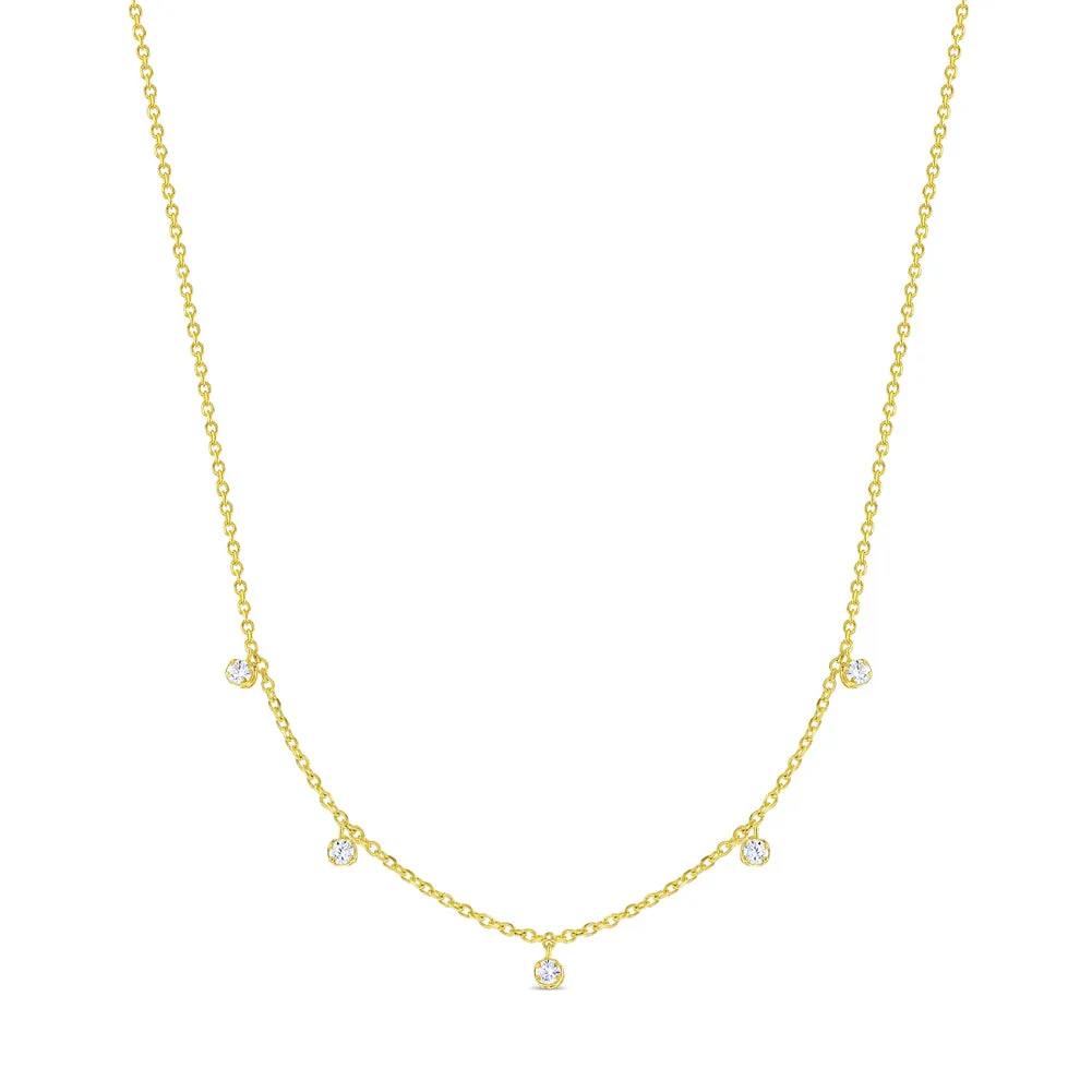 14k Gold Multi Station Clear CZ Women's Necklace