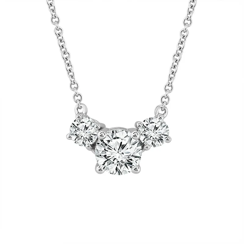 14K White Gold 1/2ctw Diamond Trio Necklace