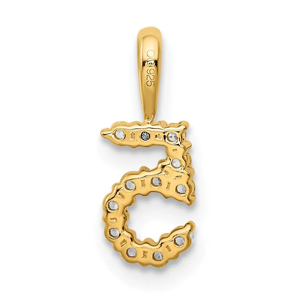 14k Yellow Gold Polished Finish with Diamonds Number 5 Pendant