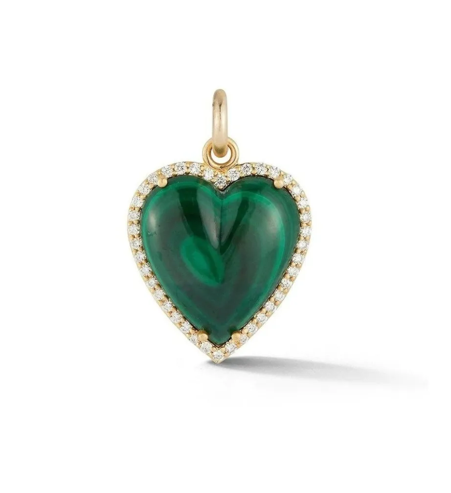 14KY Diamond and Malachite Alana Large Heart Charm