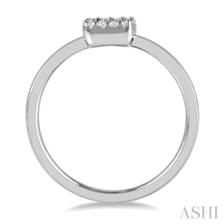 1/8 Ctw Cushion Shape Round Cut Diamond Petite Fashion Ring in 10K White Gold