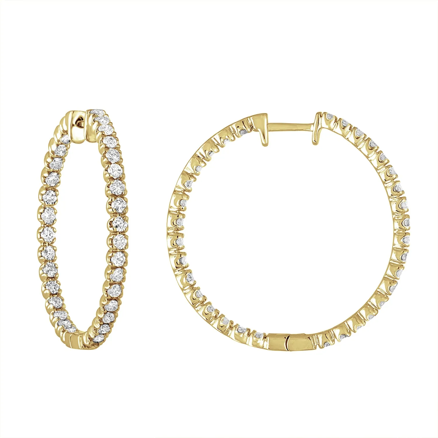 2 cttw Lab Grown Diamond Inside Out Hoop Earrings in 14K Gold