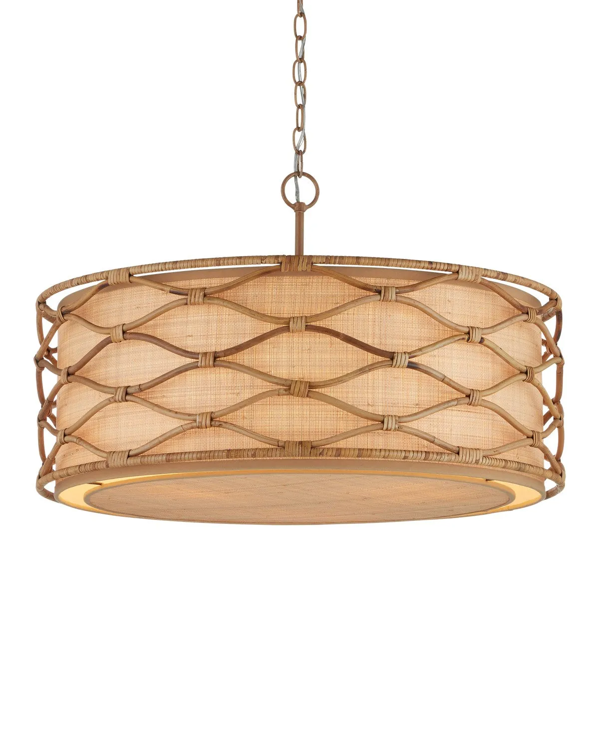 3-Light Pendant in Saddle Tan & Natural