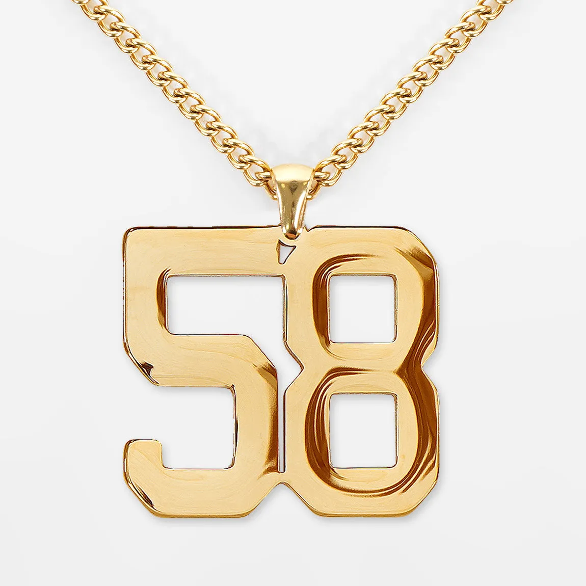 58 Number Pendant with Chain Kids Necklace - Gold Plated Stainless Steel