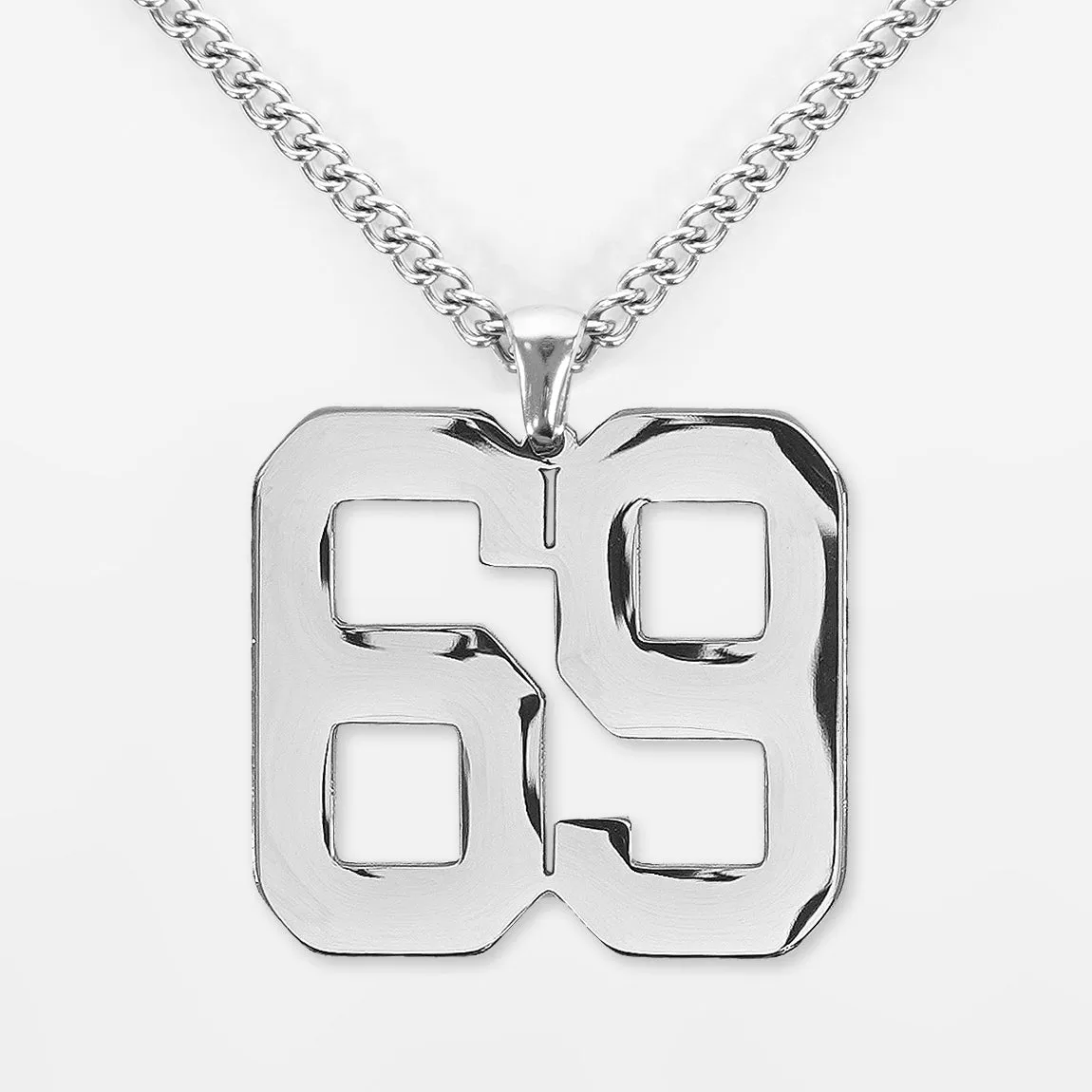 69 Number Pendant with Chain Kids Necklace - Stainless Steel