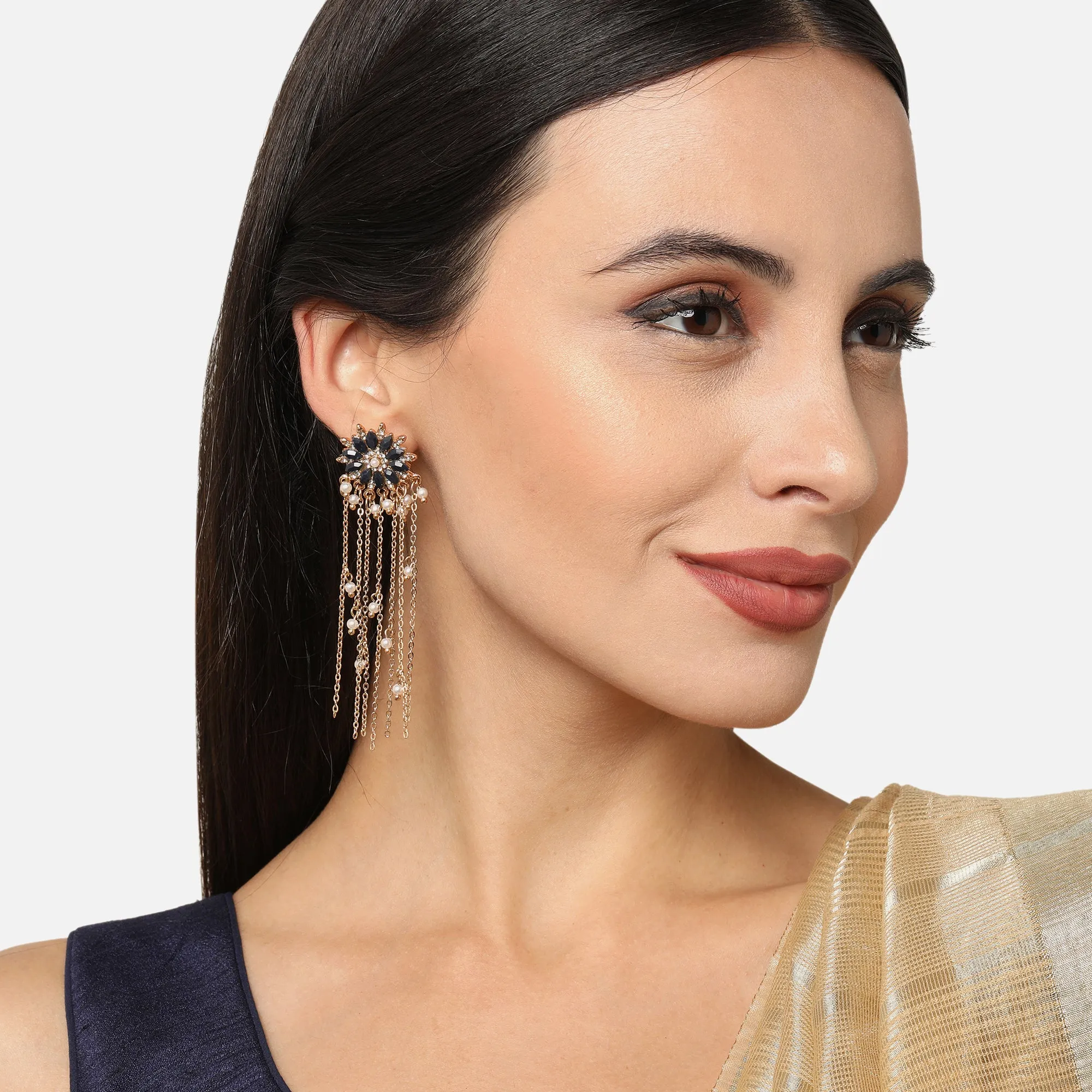 Accessorize London Women's Navy Long Drop Earring