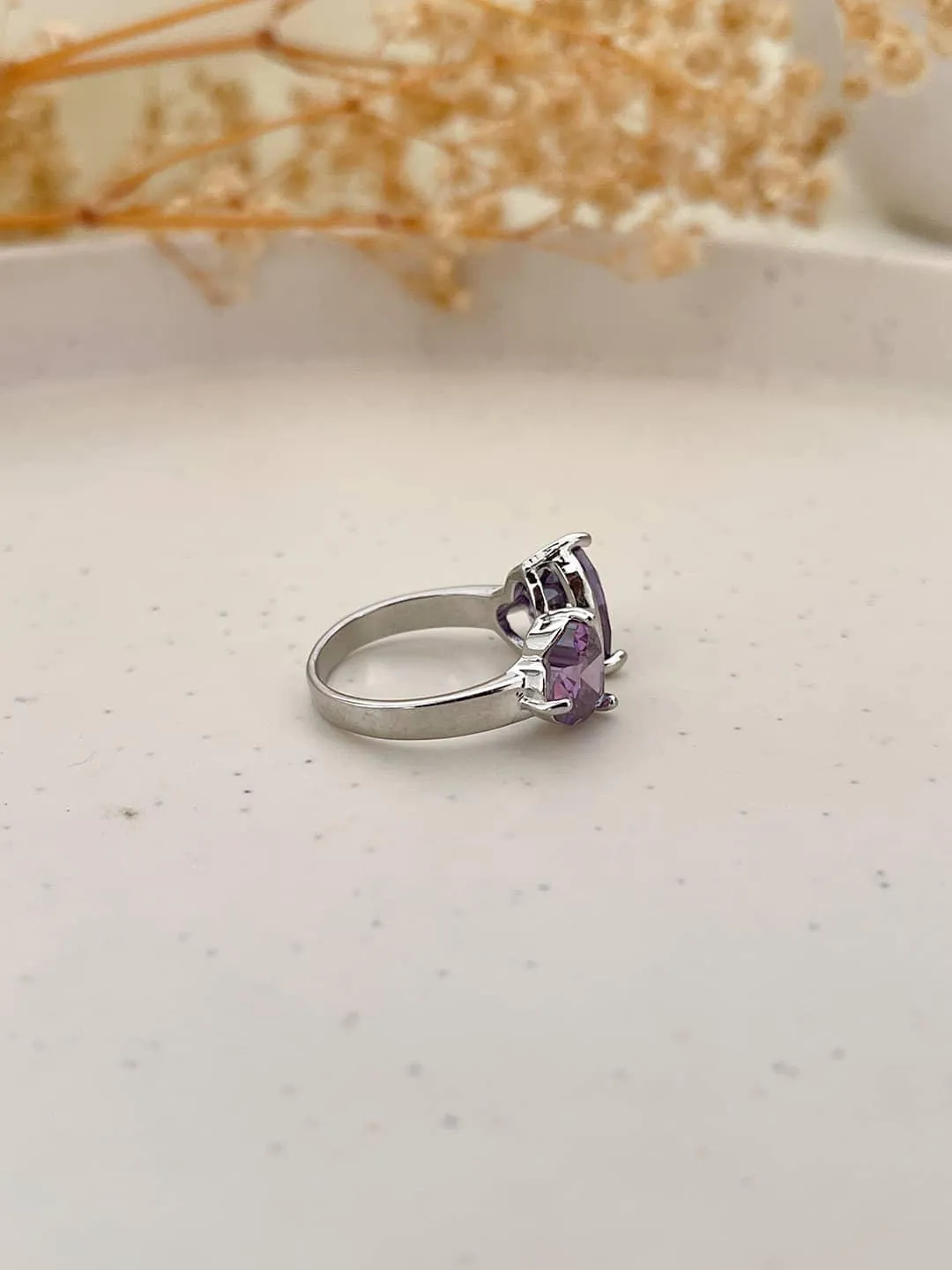 Amethyst Two Heart Ring