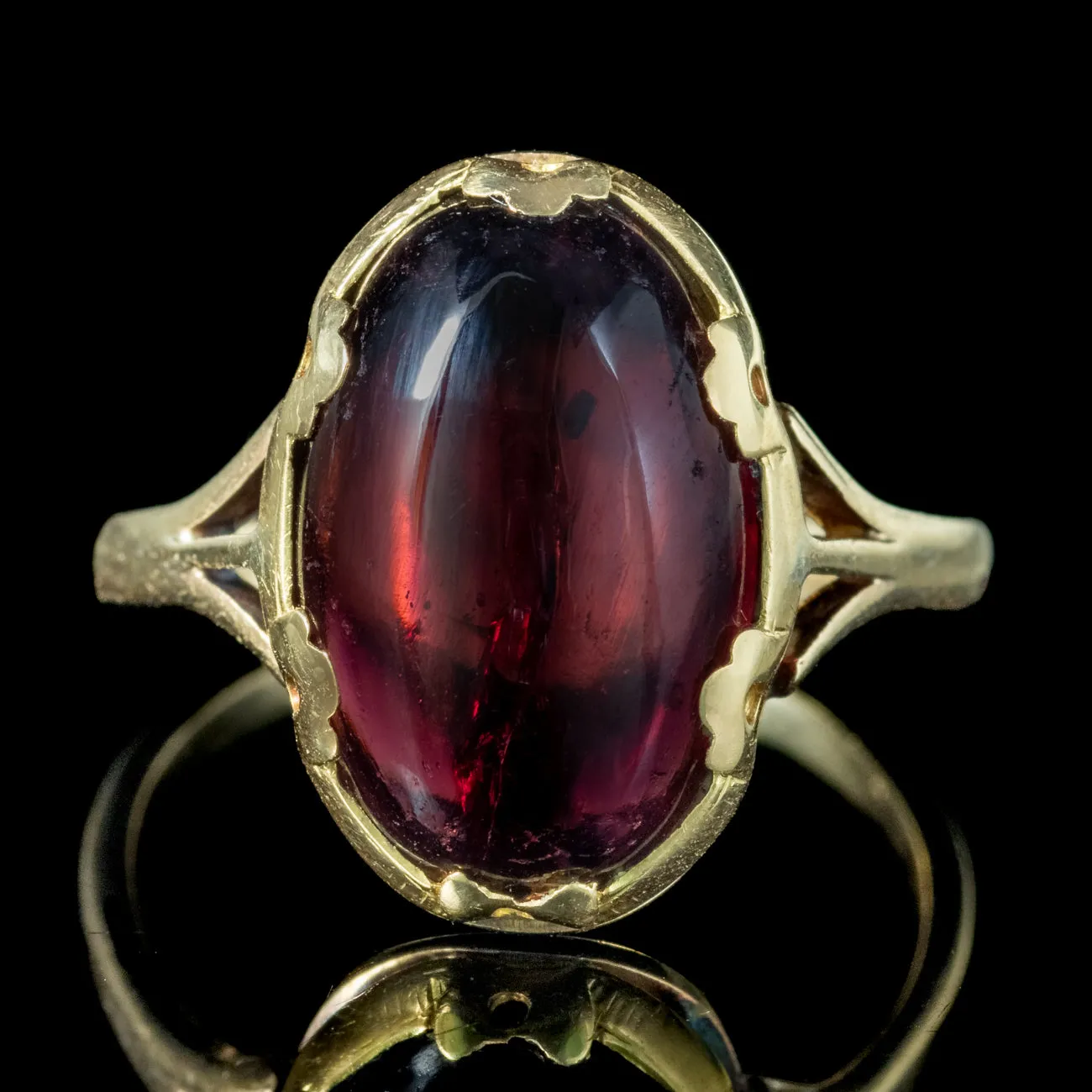 Antique Victorian Cabochon Garnet Ring 6ct Garnet