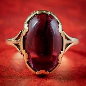 Antique Victorian Cabochon Garnet Ring 6ct Garnet