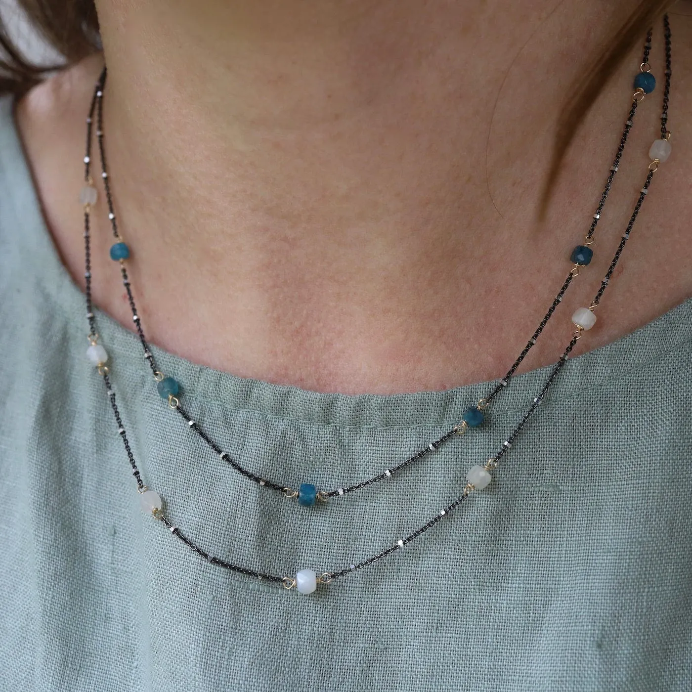 Apatite Cube Station Necklace