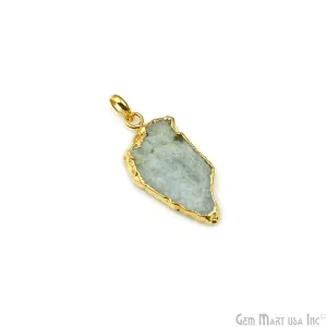 Aquamarine Free Form shape 38x19mm Gold Electroplated Gemstone Single Bail Pendant