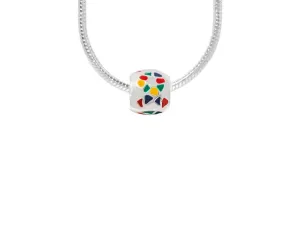 Autism Ribbon Barrel Charm Necklaces