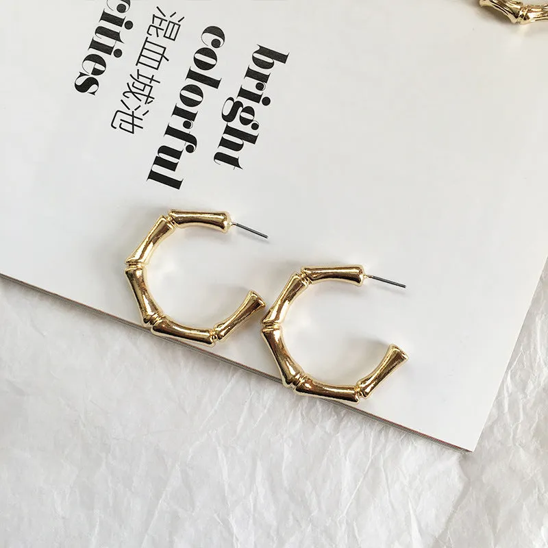 Bamboo Chic C-Shape Earrings - Vienna Verve Collection