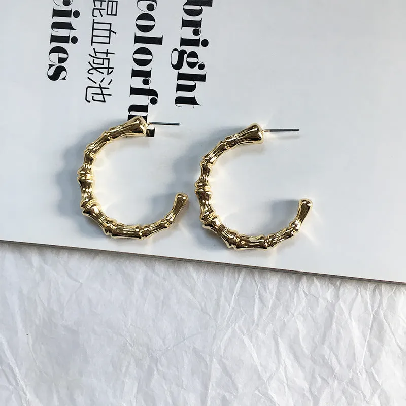 Bamboo Chic C-Shape Earrings - Vienna Verve Collection