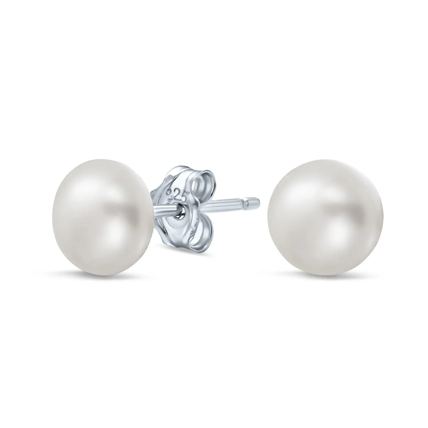 Basic Drop Ball Earrings with Freshwater Cultured Pearl Studs in Sterling Silver