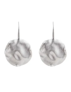 Beaten Disc Earrings Silver