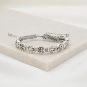 Benedictine Blessing Bracelet in Metallic Silver and Silver