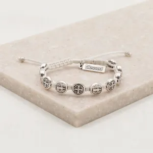 Benedictine Blessing Bracelet in White and Silver