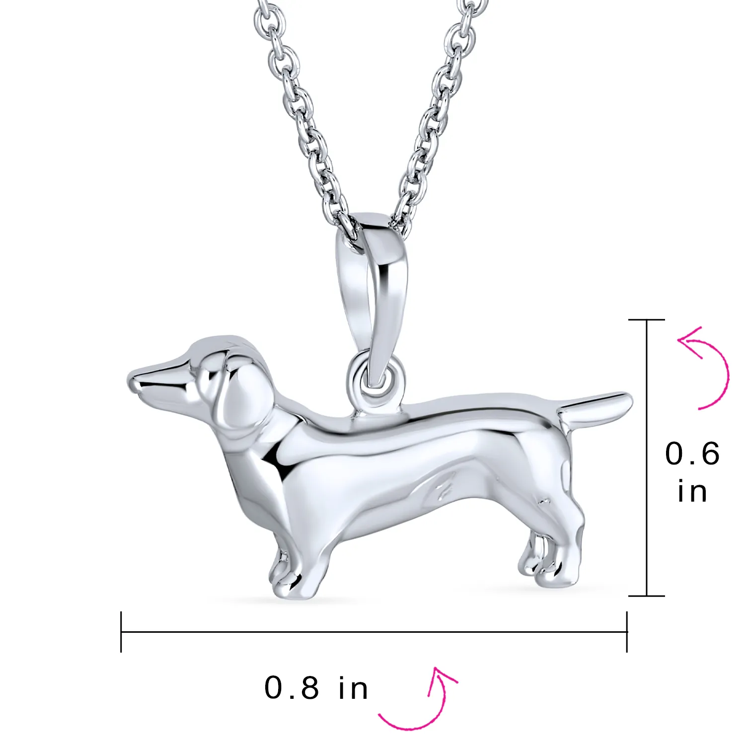 BFF Dachshund Puppy Pendant Necklace in Sterling Silver 18 Inch Chain