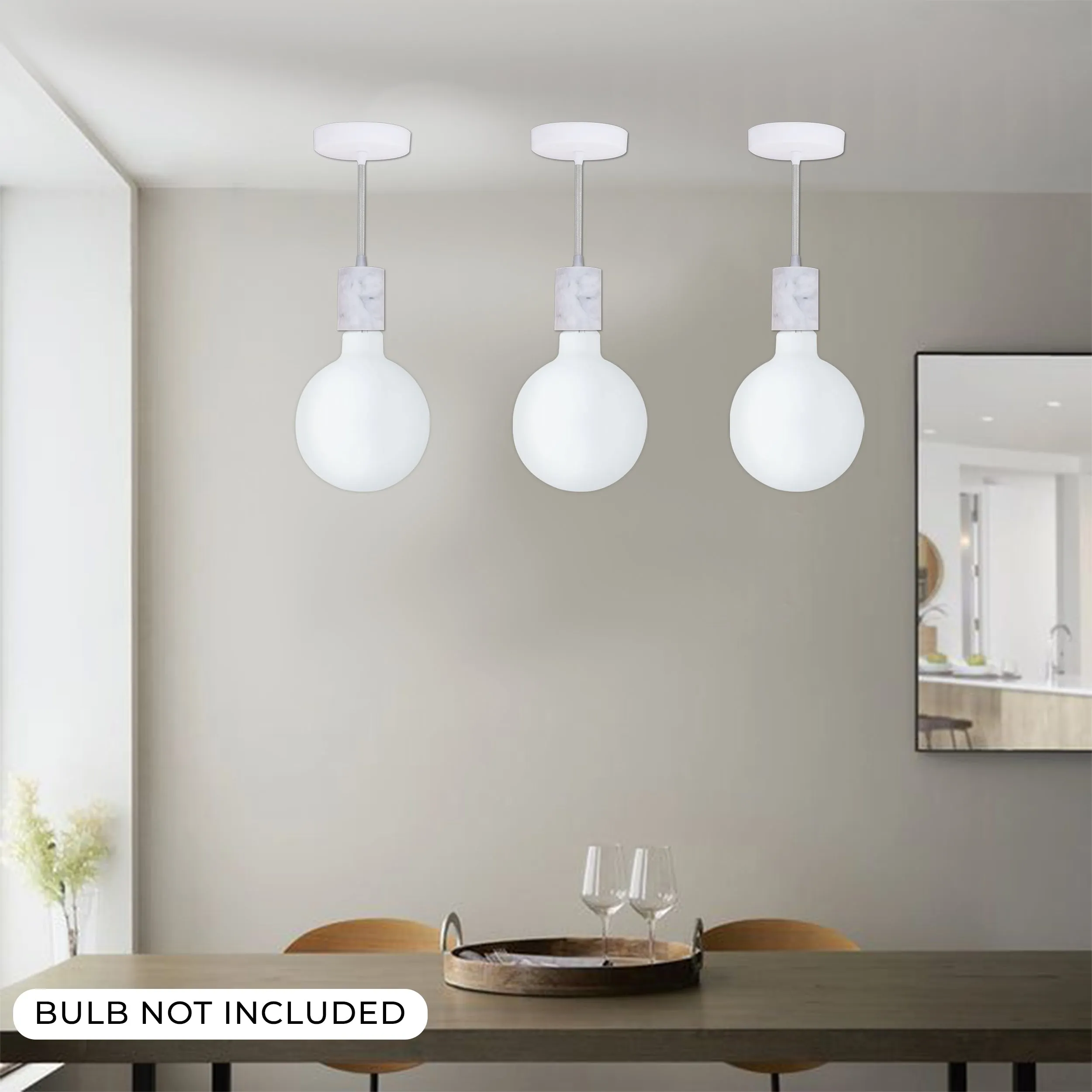 Bulbrite 810092 Pendant Fixtures White Direct Wire Natural Marble