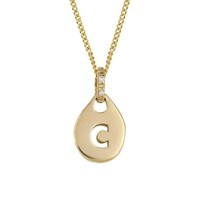 C Organic Initial Tag with Diamond Set Bale Pendant GP2311