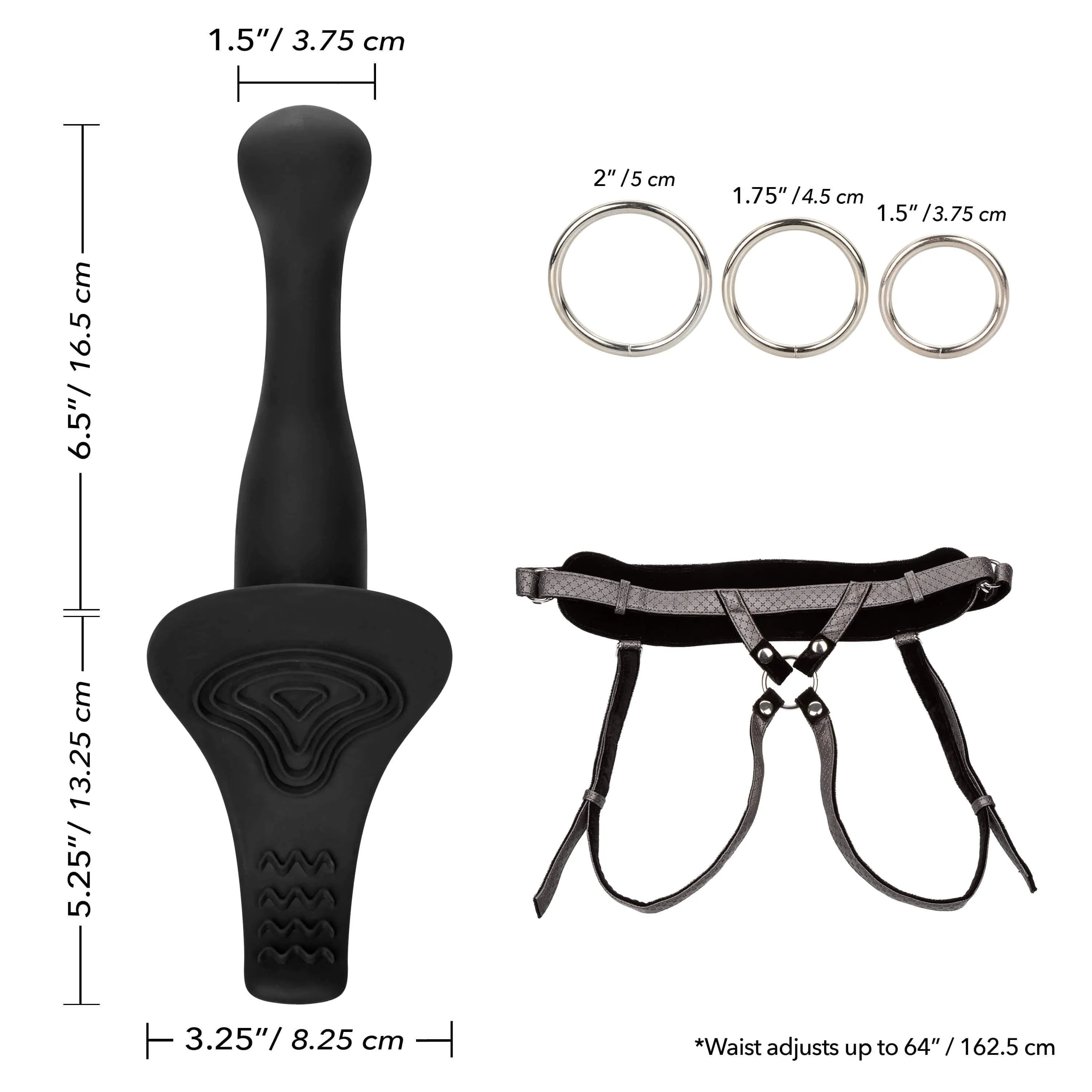 California Exotics - Her Royal Harness Crotchless Strap On The Royal Vibrating Set (Black)