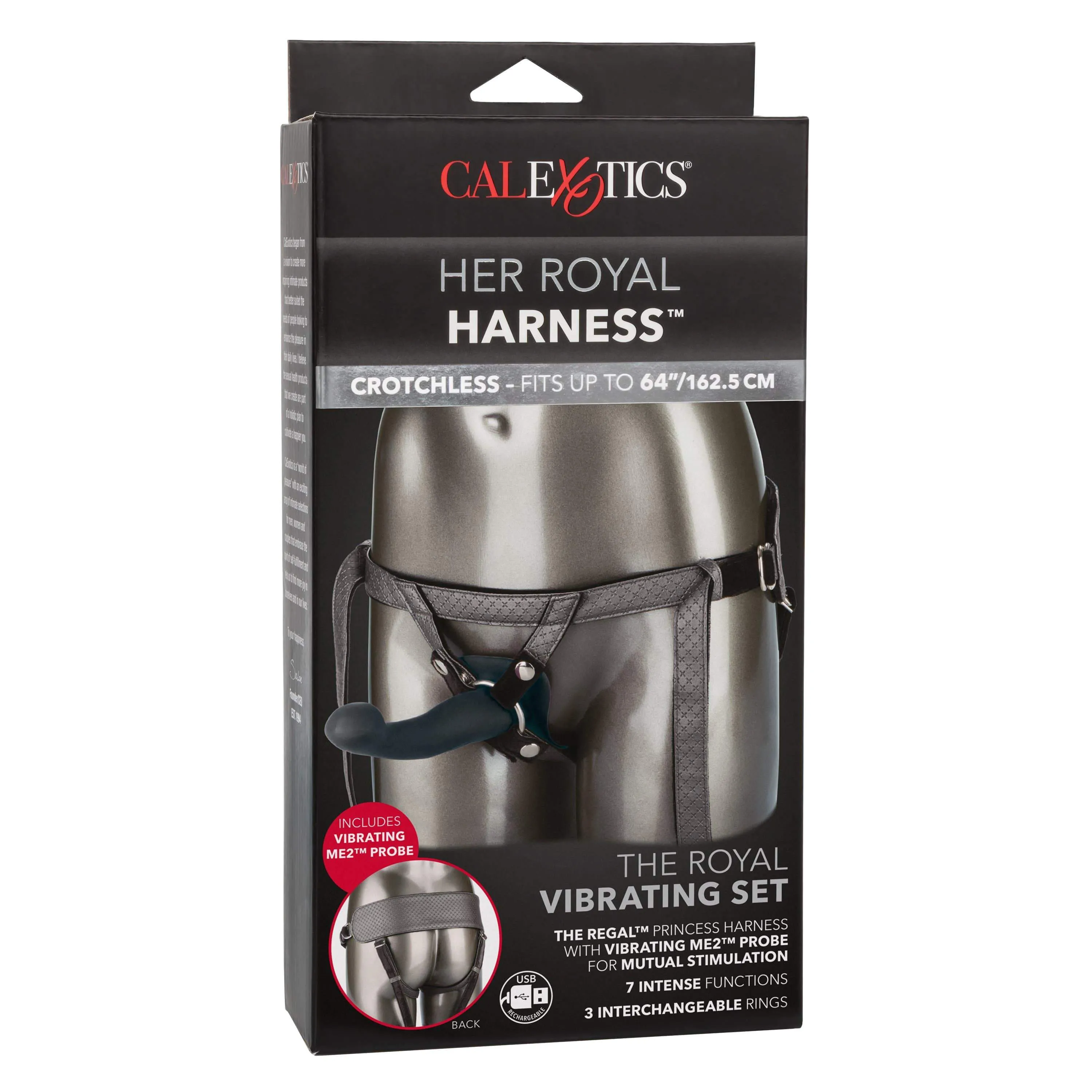 California Exotics - Her Royal Harness Crotchless Strap On The Royal Vibrating Set (Black)