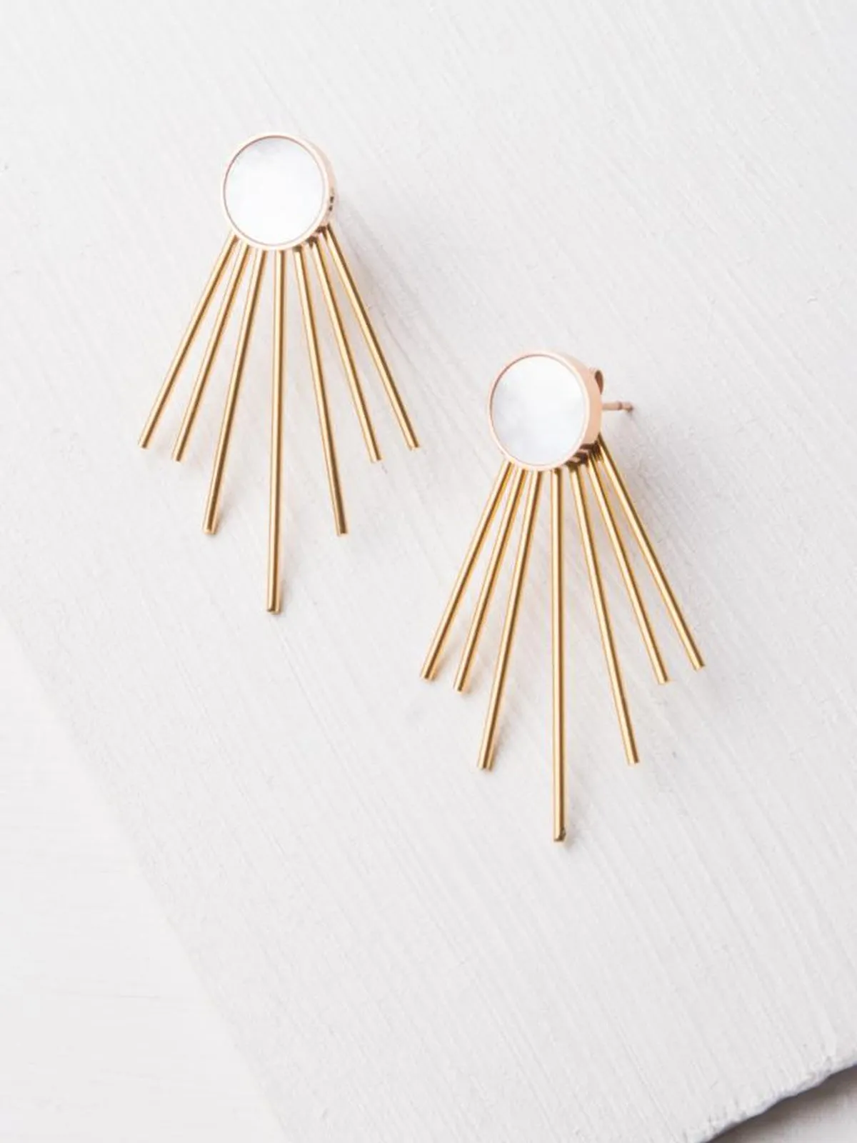 Caroline Mother of Pearl Stud & Fringe Earrings