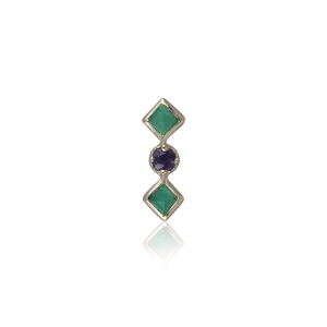 Cecilia • Green Onyx   Iolite Threadless Ends