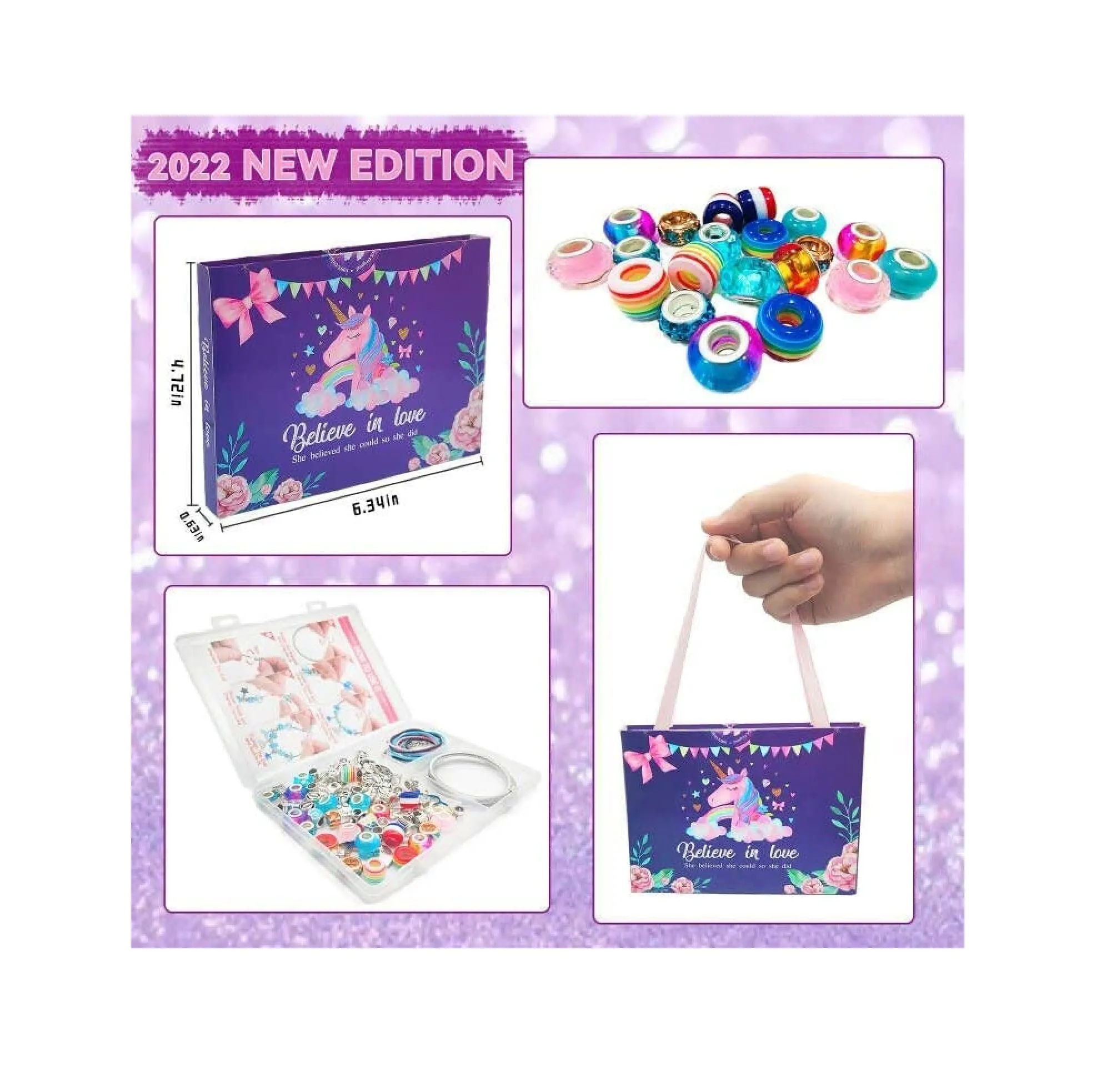 Charm Bracelet Making Kit | Jewelry Making Supplies Beads | Unicorn/Mermaid Crafts Gifts Set for Girls Teens Age 8-12