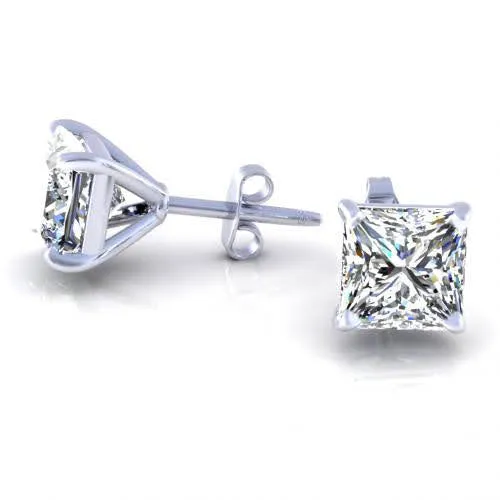 Chic 0.80CT Diamond Stud Earrings in 14KT White Gold