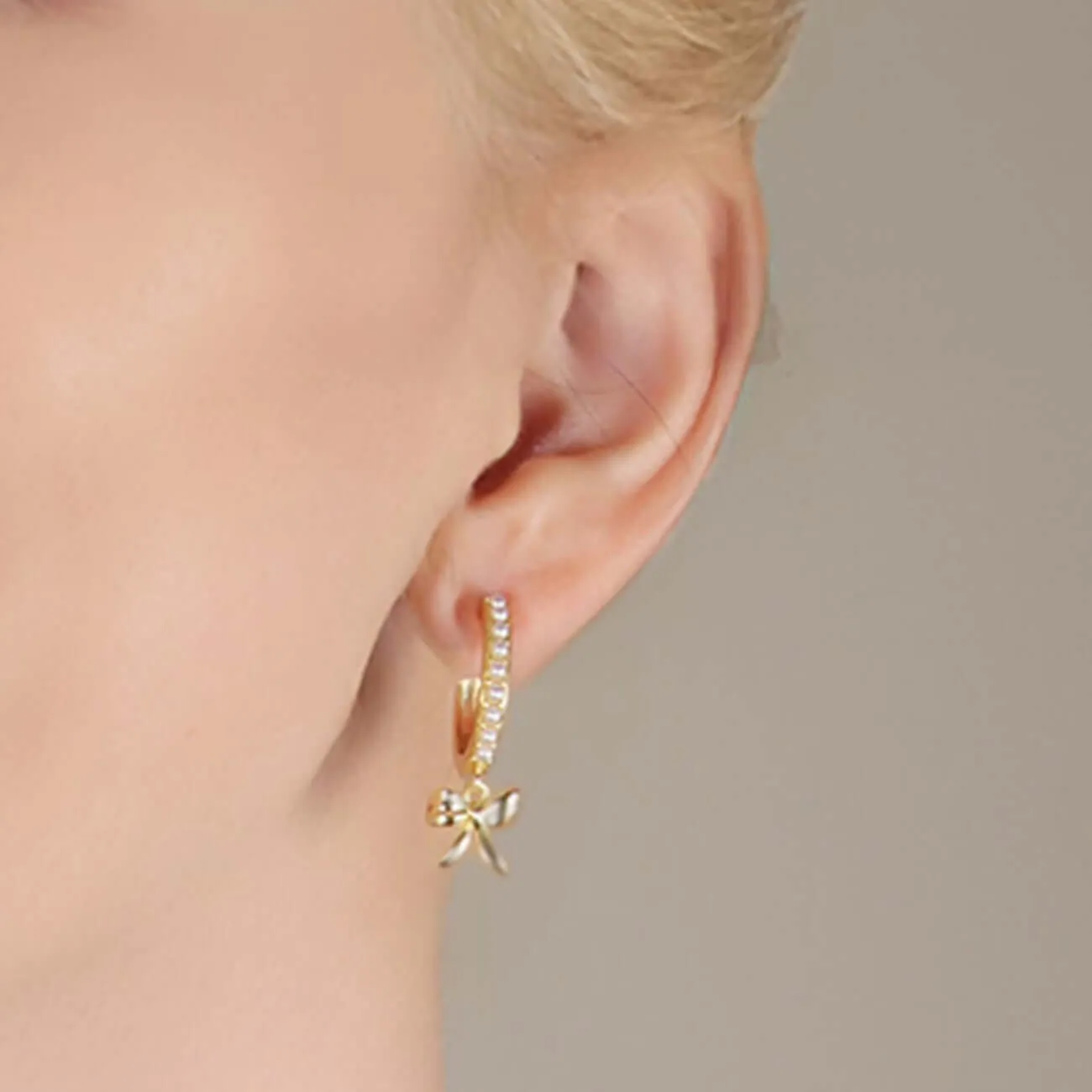 Chic Bow Drop Pearl Encrusted Hoop Earrings