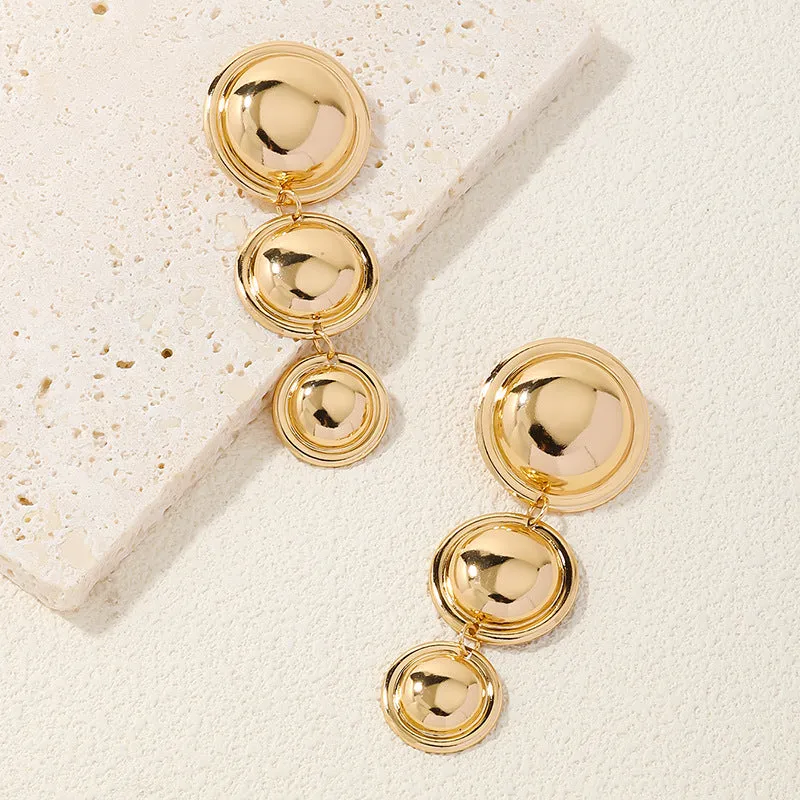 Chic Metal Triple Circle Earrings - Vienna Verve Collection