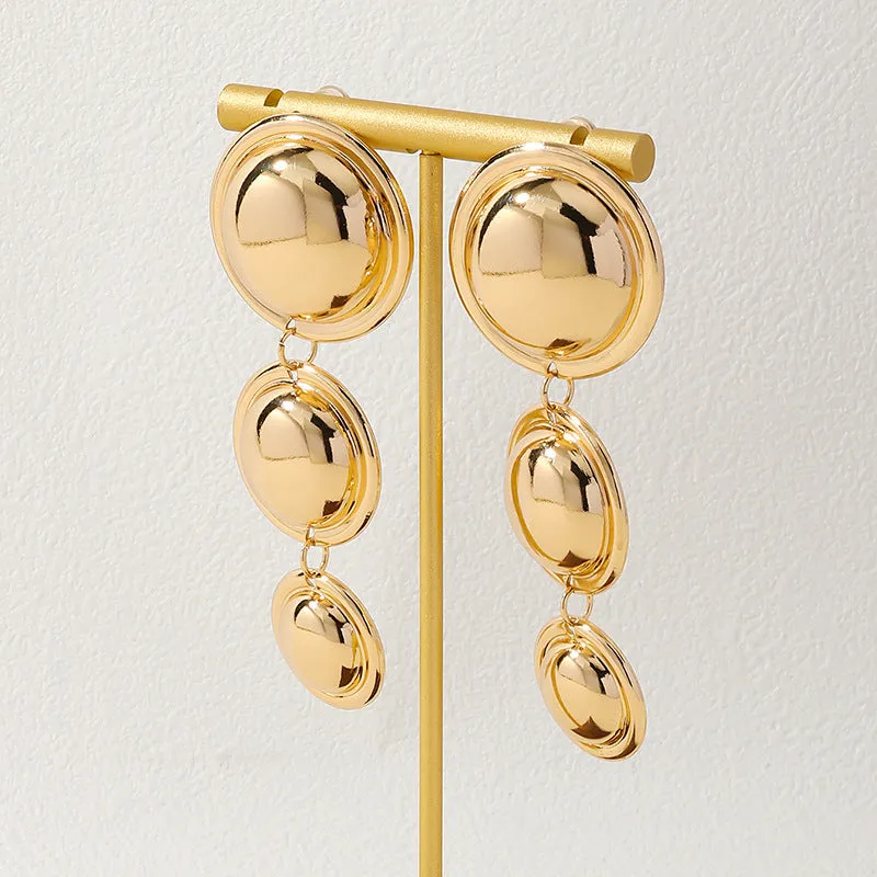 Chic Metal Triple Circle Earrings - Vienna Verve Collection