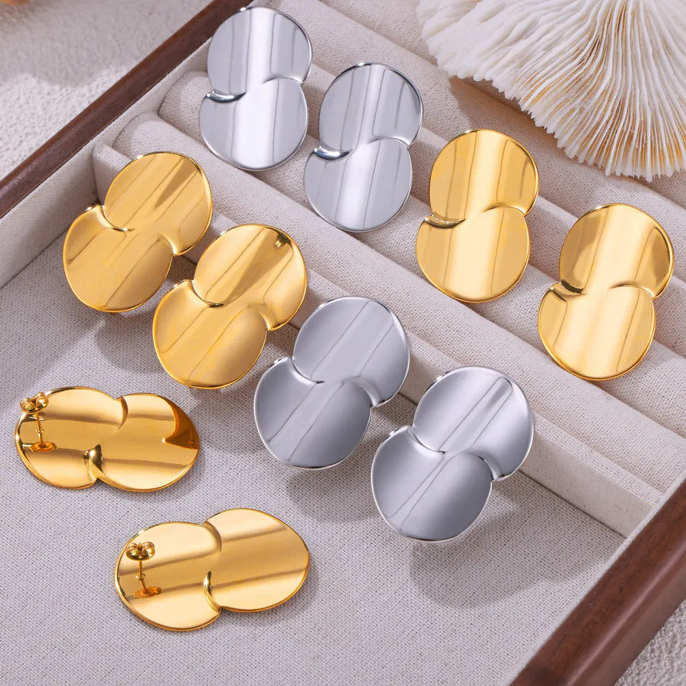 Chic Minimalist Titanium Steel Gold-Plated Stud Earrings