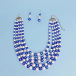 Chic Multi-Strand Faux Pearl Necklace Set