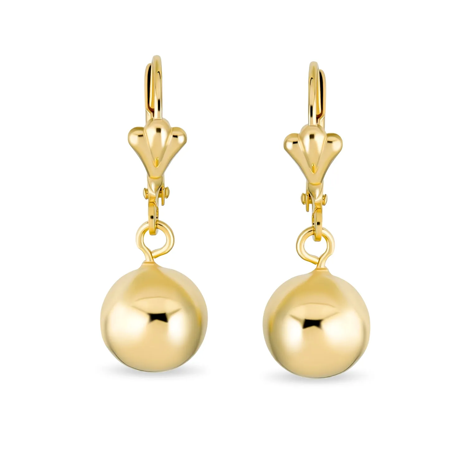 Classic Round Gemstone Drop Ball Earrings 18K Gold Plated 8-12 MM