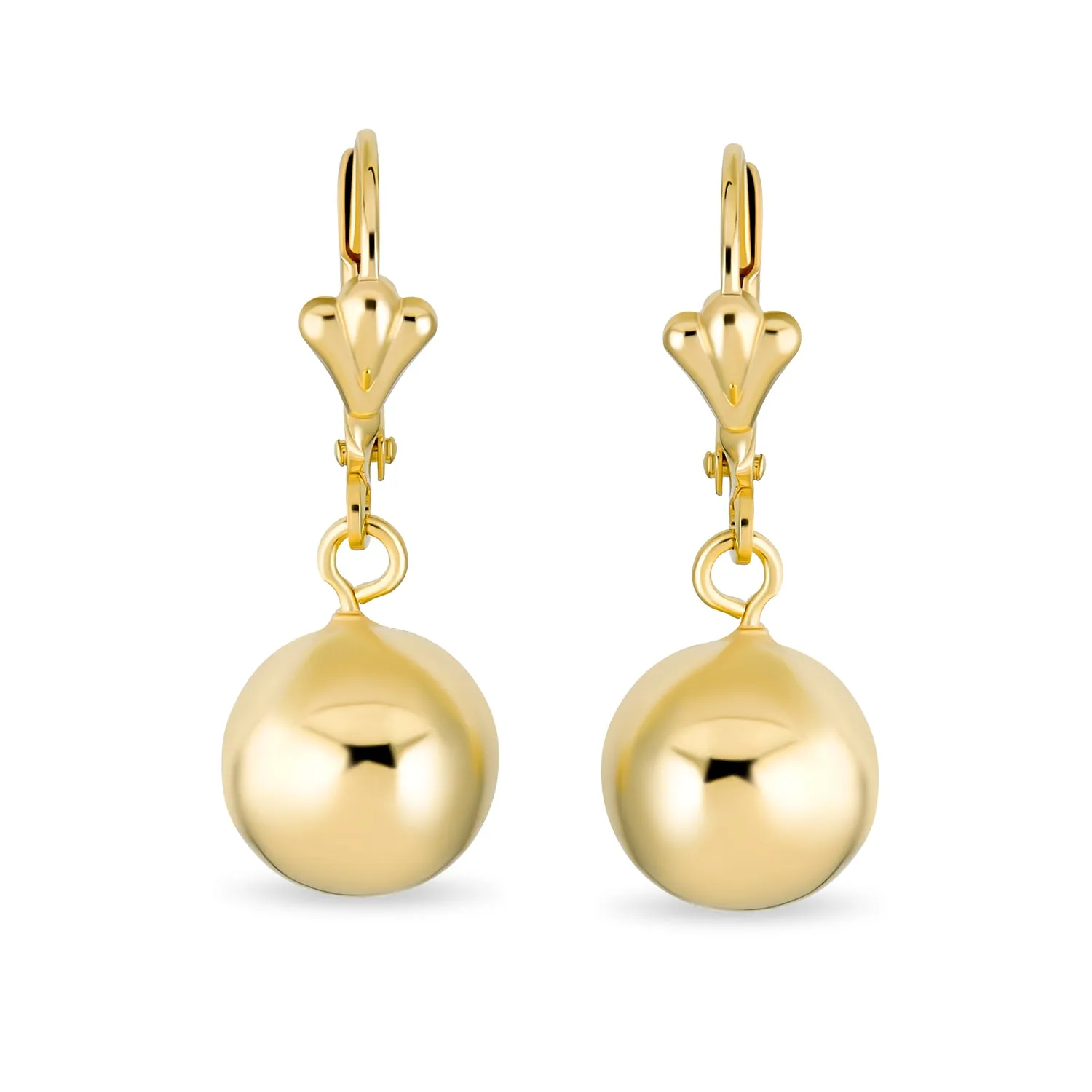 Classic Round Gemstone Drop Ball Earrings 18K Gold Plated 8-12 MM