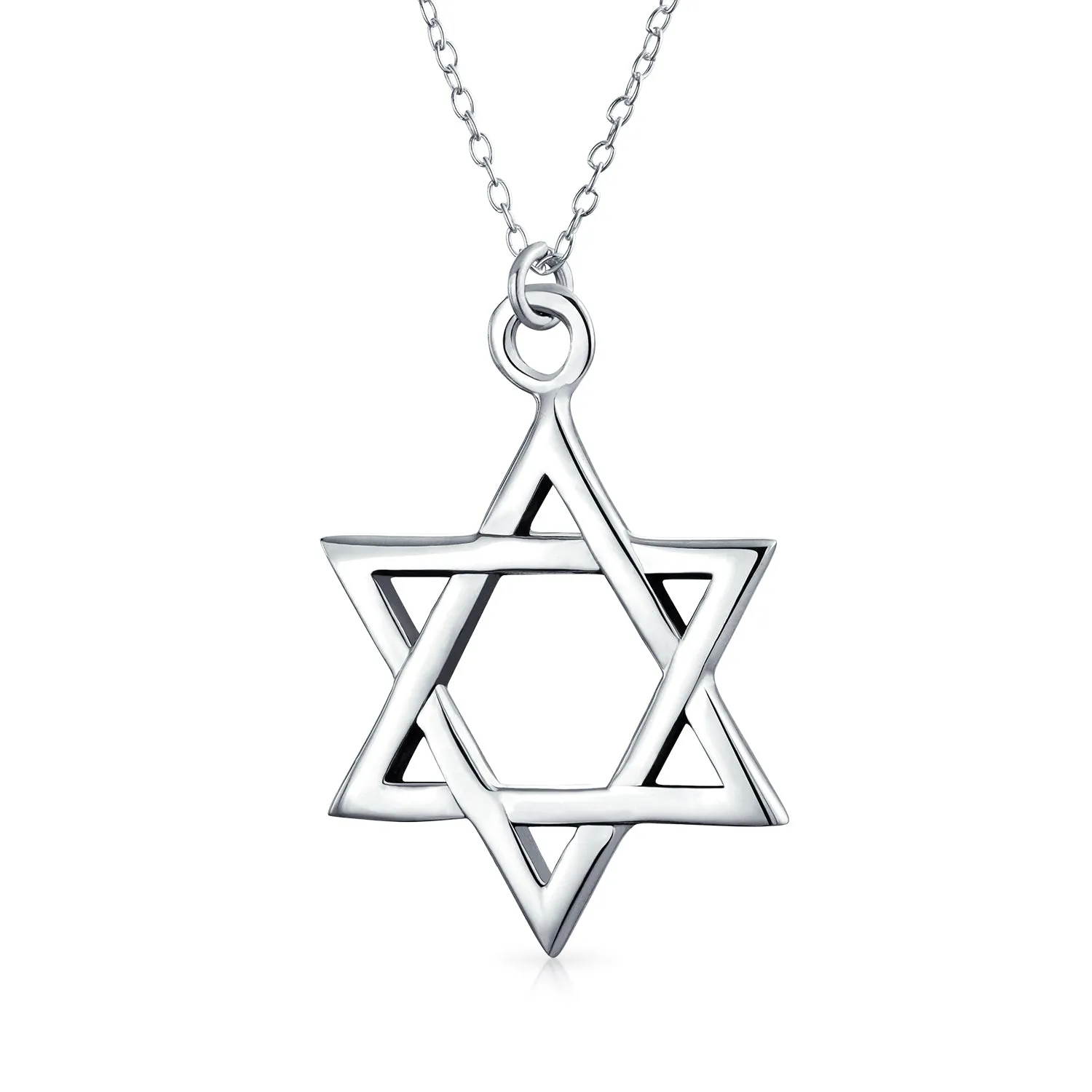 Classic Unisex Star of David Pendant Necklace in Sterling Silver